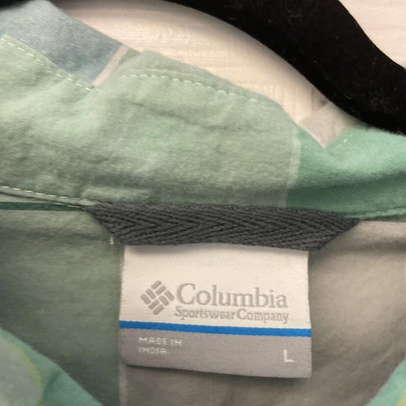 Columbia Mens Short Sleeve Plaid Button Up Shirt Size L Blue Cotton. Casual - Picture 2 of 5